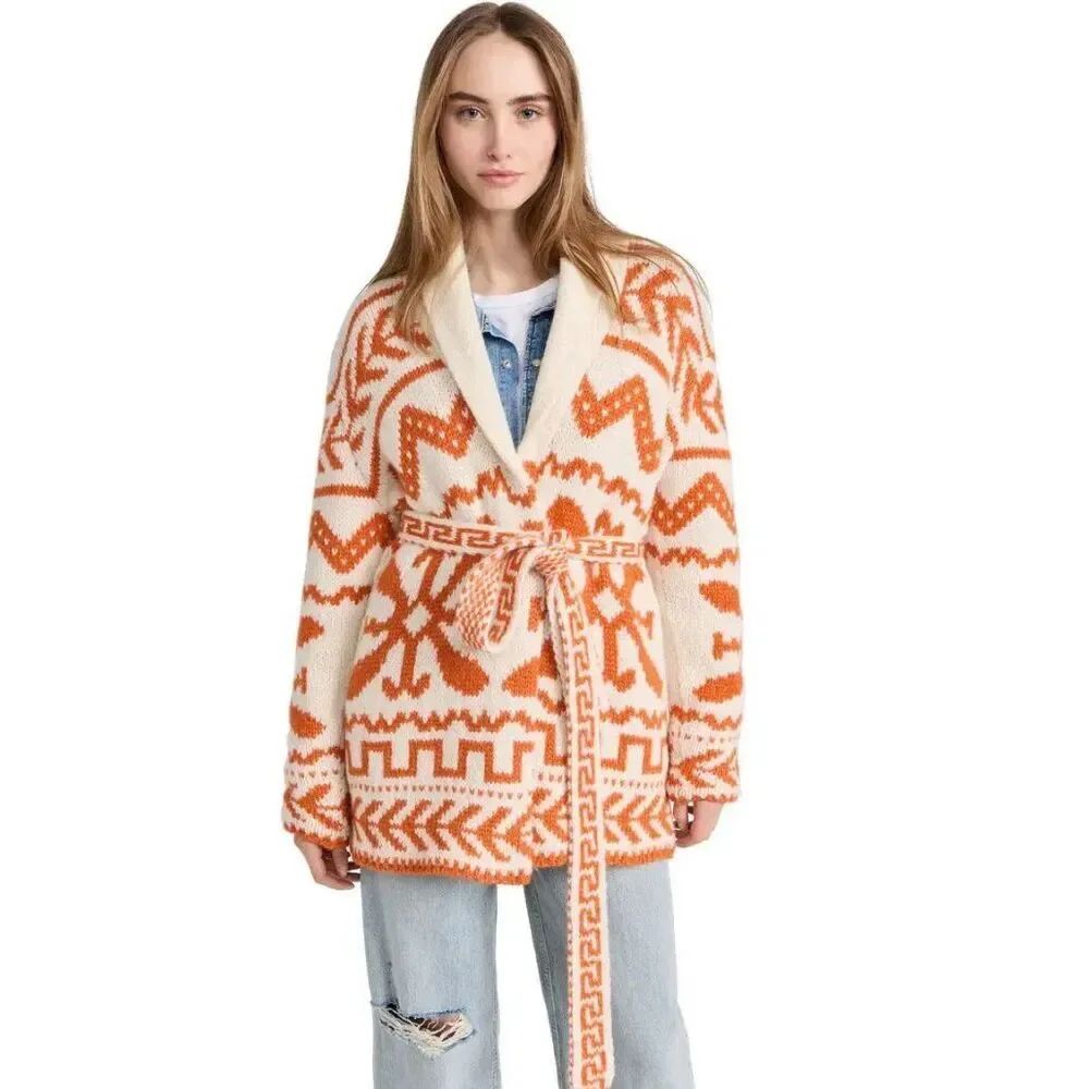 Mother The Belted Short Cardigan Alpaca Wool Sweater Small